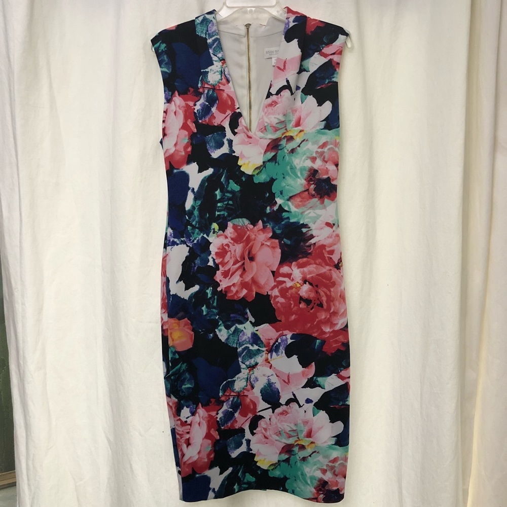 Floral colorful midi bodycon dress